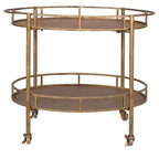 Oval 2-Tier Bar Cart on Casters Gold (34-1/2"Lx30"H) - Storied Home: Rolling Beverage & Tea Serving Trolley