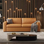 Divanetto in similpelle arancione, stile Mid-Century, 3 posti (L 210 cm)