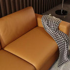 Divanetto in similpelle arancione, stile Mid-Century, 3 posti (L 210 cm)