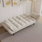 Divano letto convertibile beige/blu, 1 posto, 145 cm