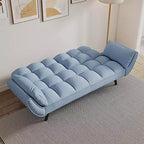 Divano letto convertibile beige/blu, 1 posto, 145 cm