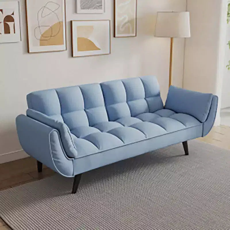 Divano letto convertibile beige/blu, 1 posto, 145 cm