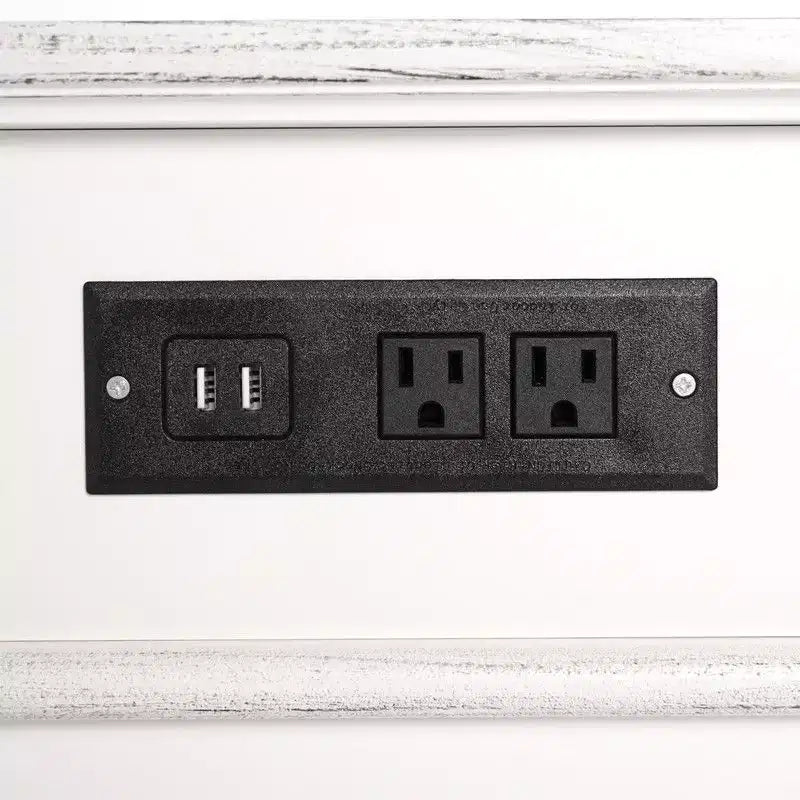 Comodino Off-White a 3 cassetti con porte USB, montaggio per 1 persona