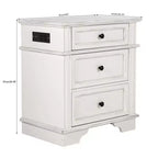 Comodino Off-White a 3 cassetti con porte USB, montaggio per 1 persona