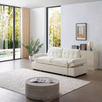 GDFStudio Turner 77 Linen Pull Out Couch Bed with Adjusted Armrest