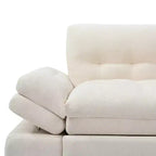 Divano letto convertibile in lino beige, senza braccioli, 2 posti