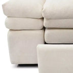 Divano letto convertibile in lino beige, senza braccioli, 2 posti