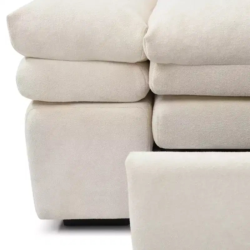 Divano letto convertibile in lino beige, senza braccioli, 2 posti
