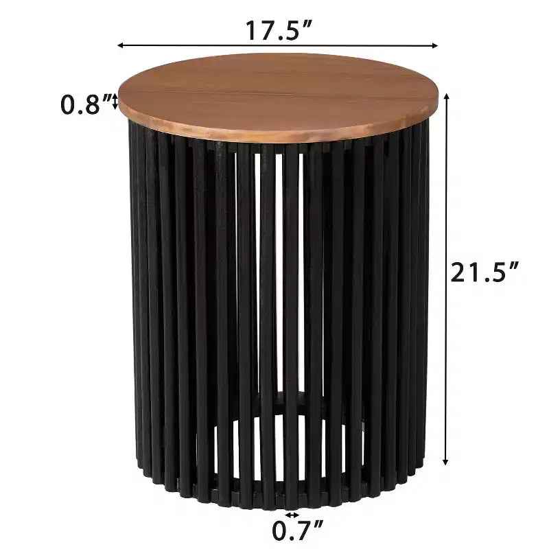 Tavolino rotondo con piedistallo, colore naturale e blu / naturale e nero, 1 posto