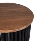Tavolino rotondo con piedistallo, colore naturale e blu / naturale e nero, 1 posto