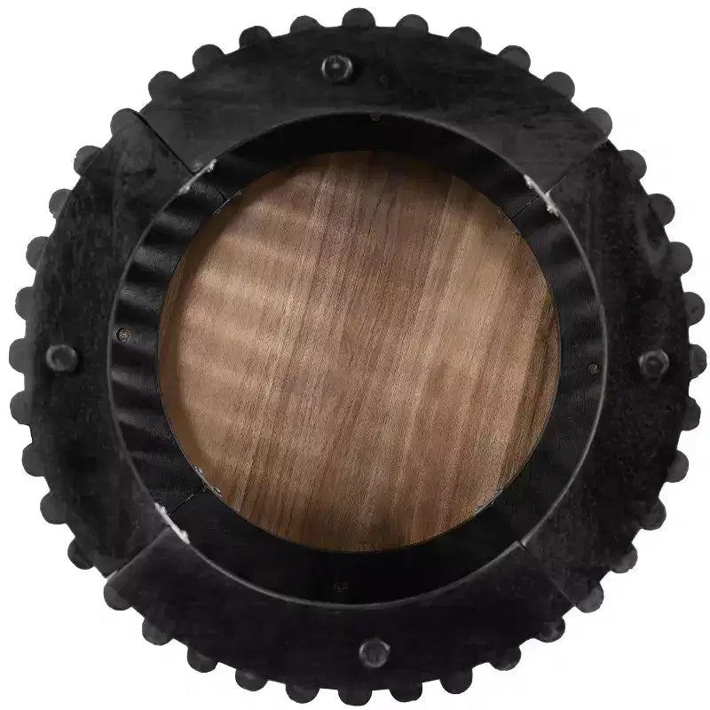 Tavolino rotondo con piedistallo, colore naturale e blu / naturale e nero, 1 posto