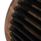 Tavolino rotondo con piedistallo, colore naturale e blu / naturale e nero, 1 posto