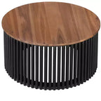 Tavolino rotondo con piedistallo, colore naturale e blu / naturale e nero, 1 posto