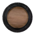 Tavolino rotondo con piedistallo, colore naturale e blu / naturale e nero, 1 posto
