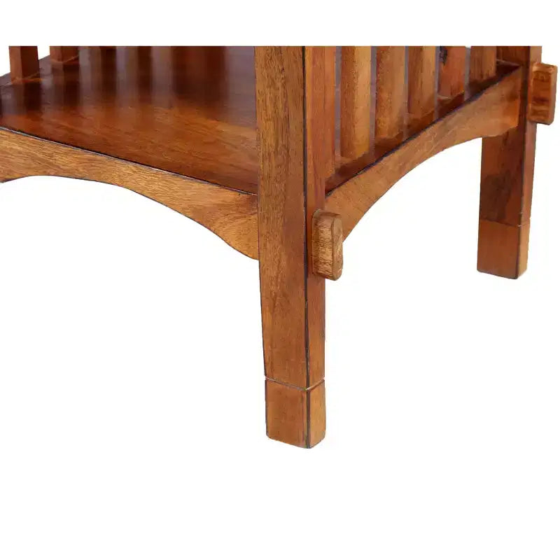 Tavolino/Comodino quadrato marrone in legno di mango con cassetto e ripiano, per 1 persona