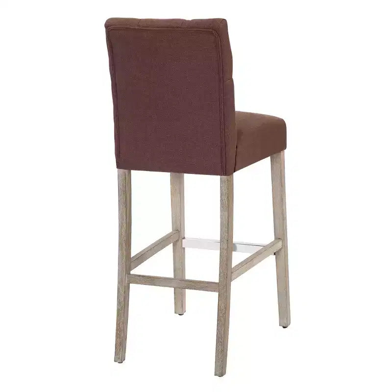 Sgabello da bar imbottito in lino grigio antico, senza schienale, set da 3