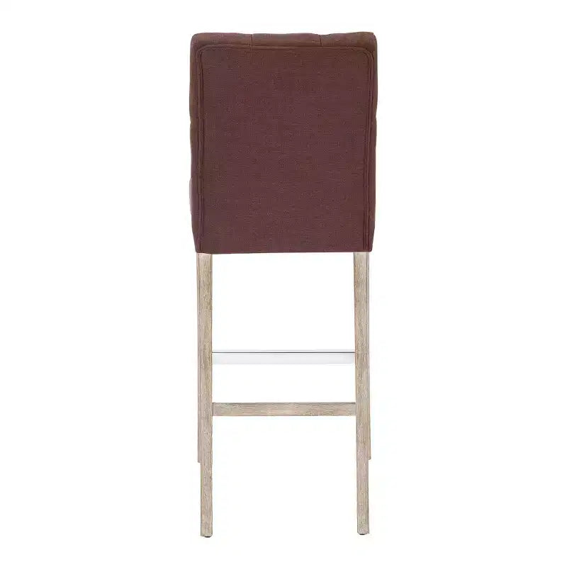 Sgabello da bar imbottito in lino grigio antico, senza schienale, set da 3