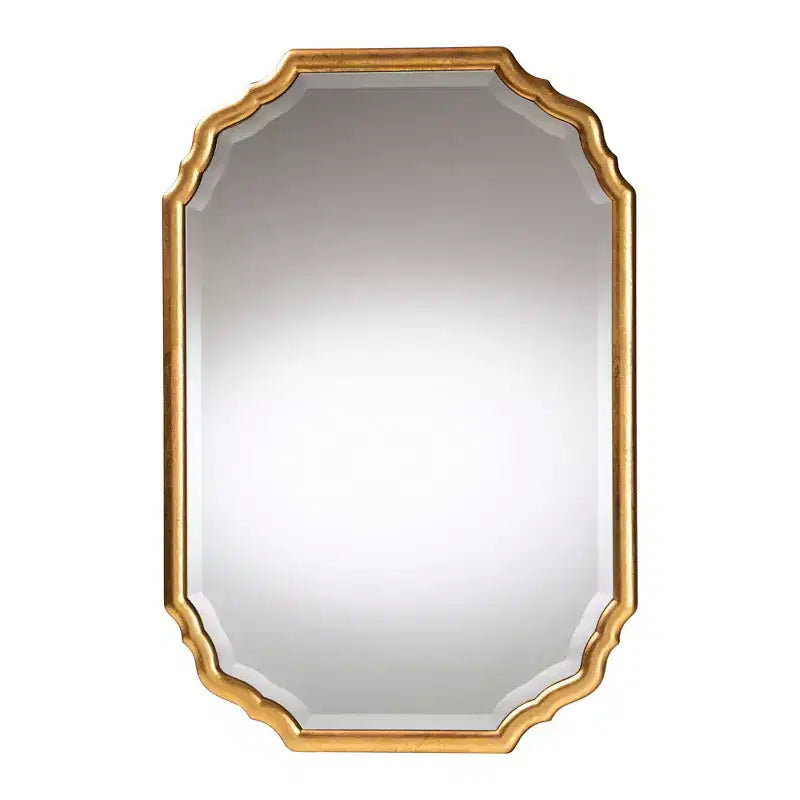 Specchio da parete ottagonale con cornice dorata, singolo, 35,4"L x 24"A