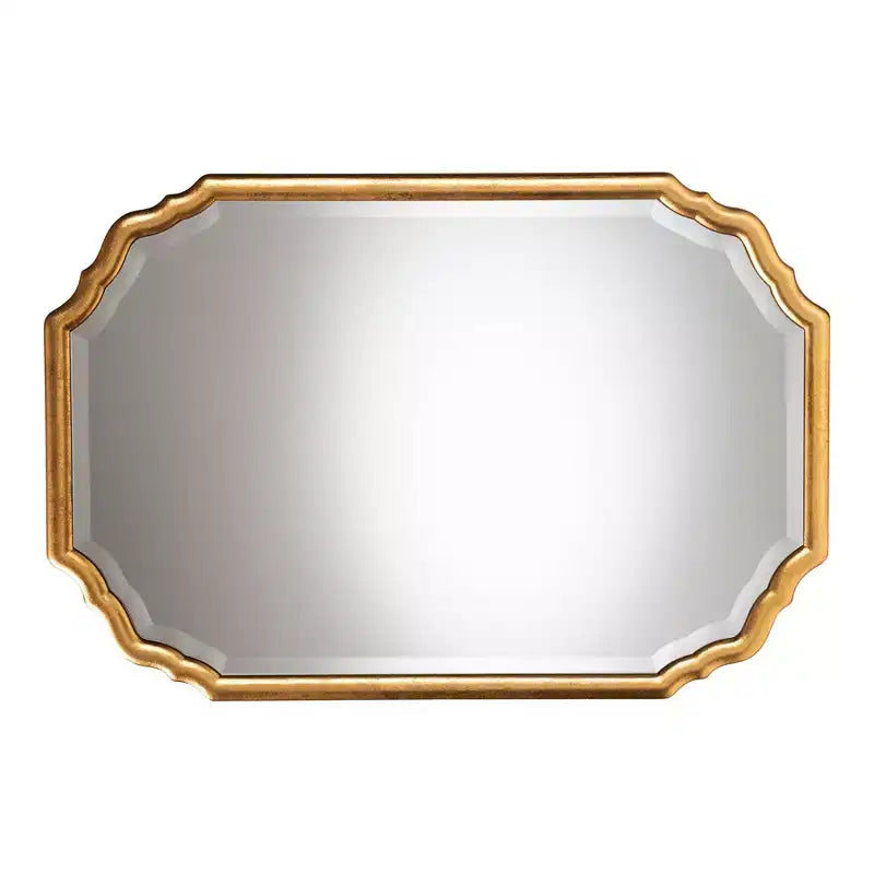 Specchio da parete ottagonale con cornice dorata, singolo, 35,4"L x 24"A