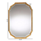 Specchio da parete ottagonale con cornice dorata, singolo, 35,4"L x 24"A