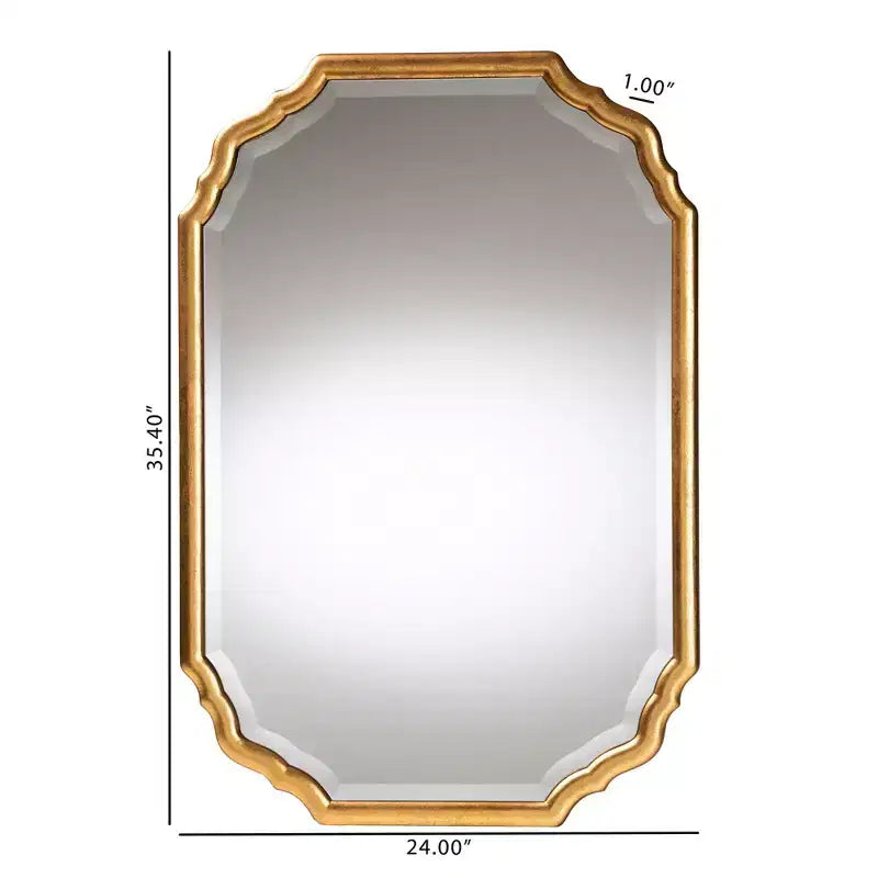 Specchio da parete ottagonale con cornice dorata, singolo, 35,4"L x 24"A