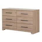 HomeStock 7.5 in.H Particle Board Horizontal Dressers with 6 - Drawers in Beige Finish
