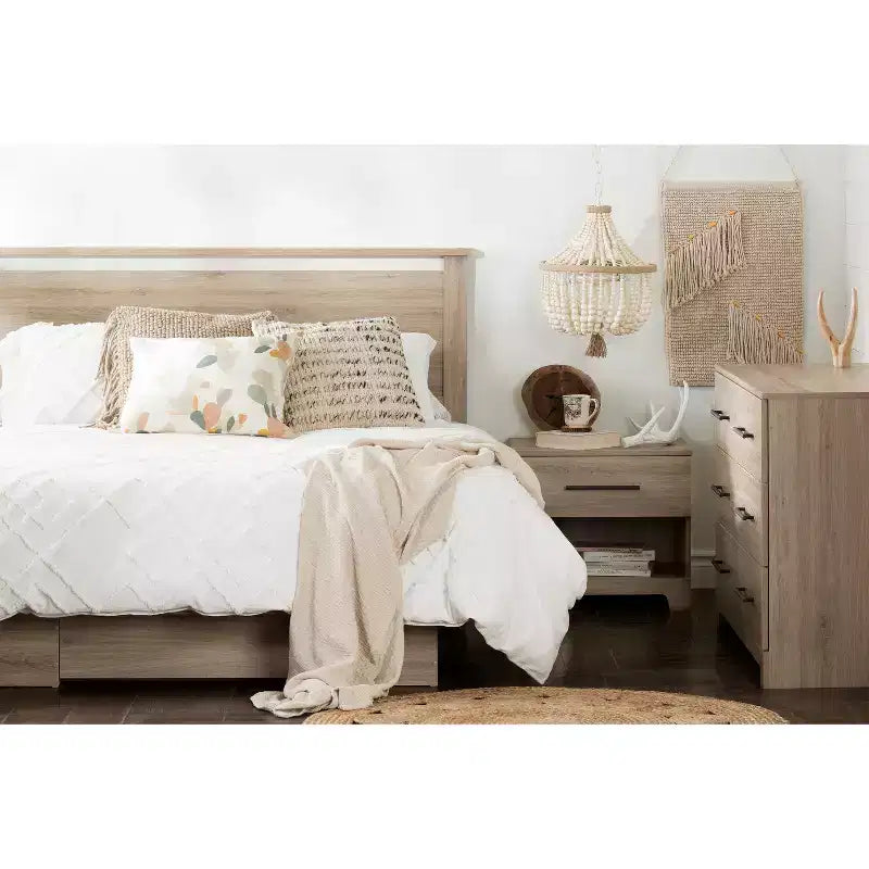 Comò a 6 cassetti beige, truciolato, montaggio da 1 persona