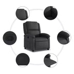 Poltrona reclinabile Black Wingback, reclinazione manuale, seduta singola, vera pelle