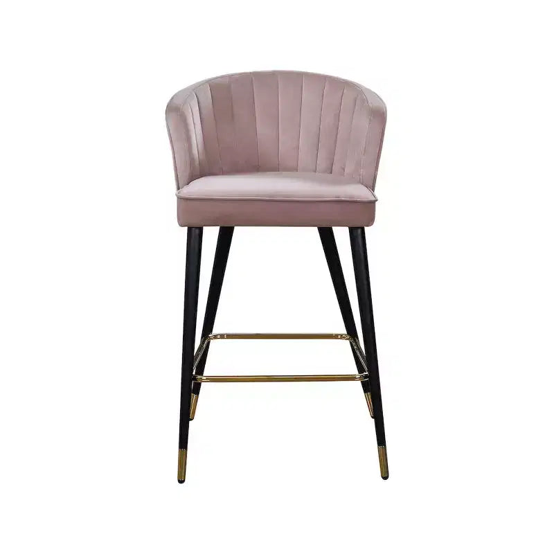 Sgabello da bancone senza braccioli in velluto rosa, set da 2