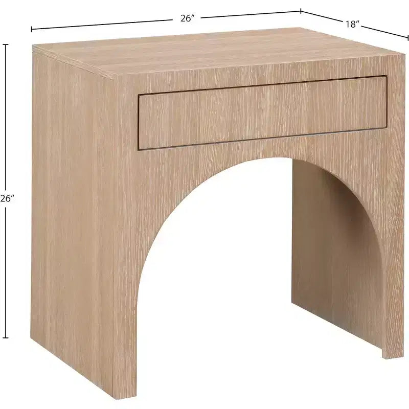 Comodino singolo in rovere/bianco stile Mid-Century