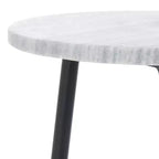 Tavolino d'appoggio rotondo con ripiano in marmo, Grigio/Nero, 1 posto