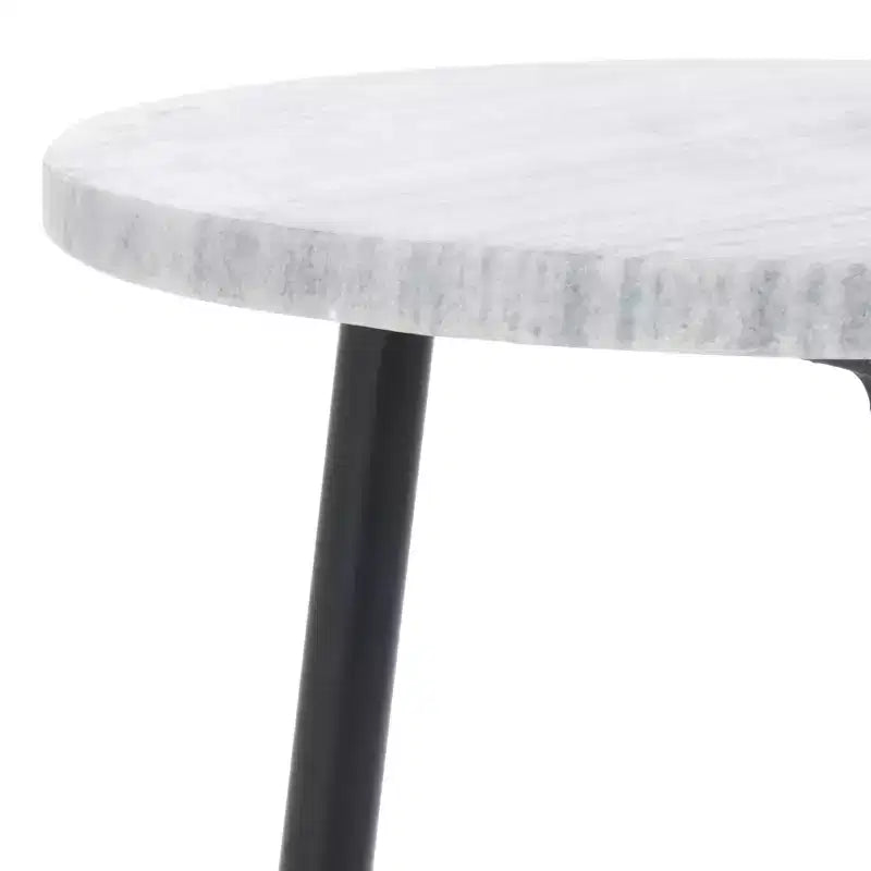 Tavolino d'appoggio rotondo con ripiano in marmo, Grigio/Nero, 1 posto