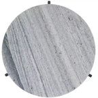 Tavolino d'appoggio rotondo con ripiano in marmo, Grigio/Nero, 1 posto