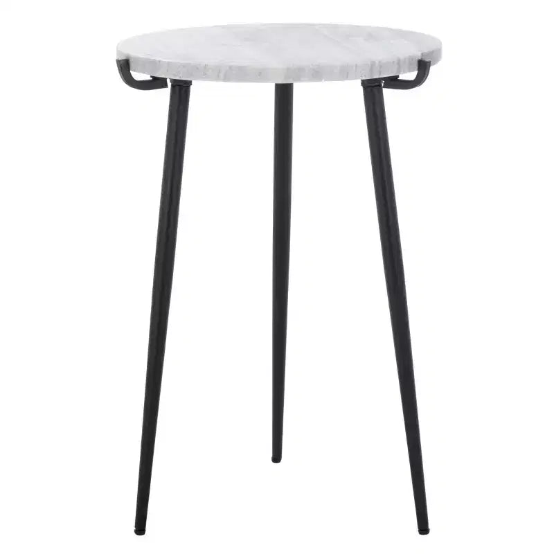 Tavolino d'appoggio rotondo con ripiano in marmo, Grigio/Nero, 1 posto