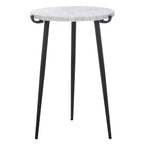 Tavolino d'appoggio rotondo con ripiano in marmo, Grigio/Nero, 1 posto