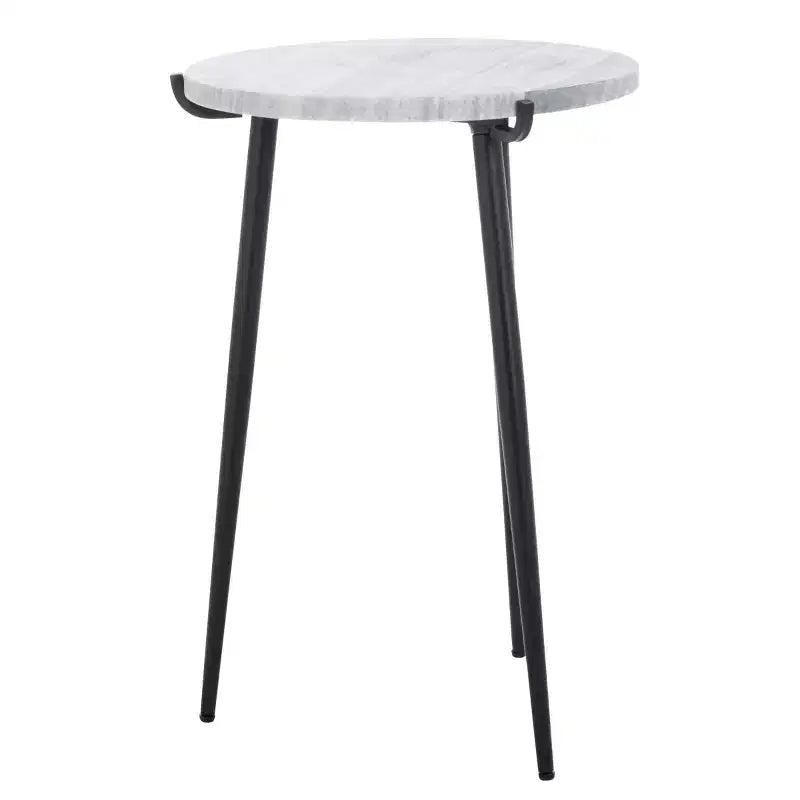 Tavolino d'appoggio rotondo con ripiano in marmo, Grigio/Nero, 1 posto