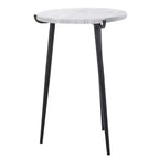 Tavolino d'appoggio rotondo con ripiano in marmo, Grigio/Nero, 1 posto