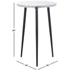 Tavolino d'appoggio rotondo con ripiano in marmo, Grigio/Nero, 1 posto