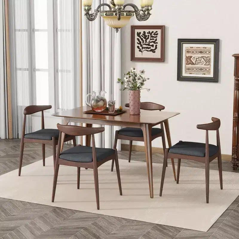 Sedie da pranzo imbottite beige/grigio/noce con gambe a spillo, set da 2