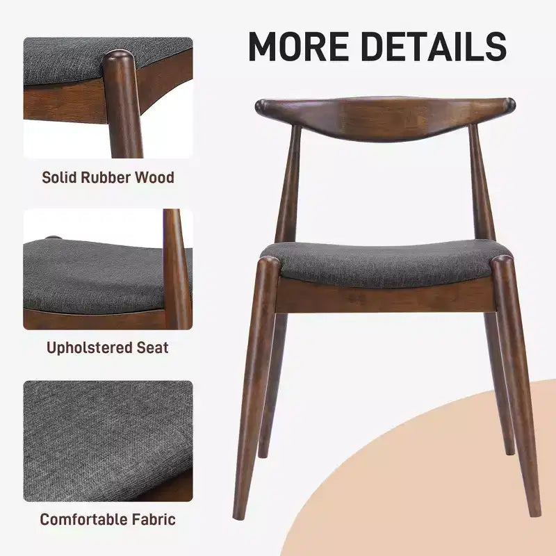 Sedie da pranzo imbottite beige/grigio/noce con gambe a spillo, set da 2