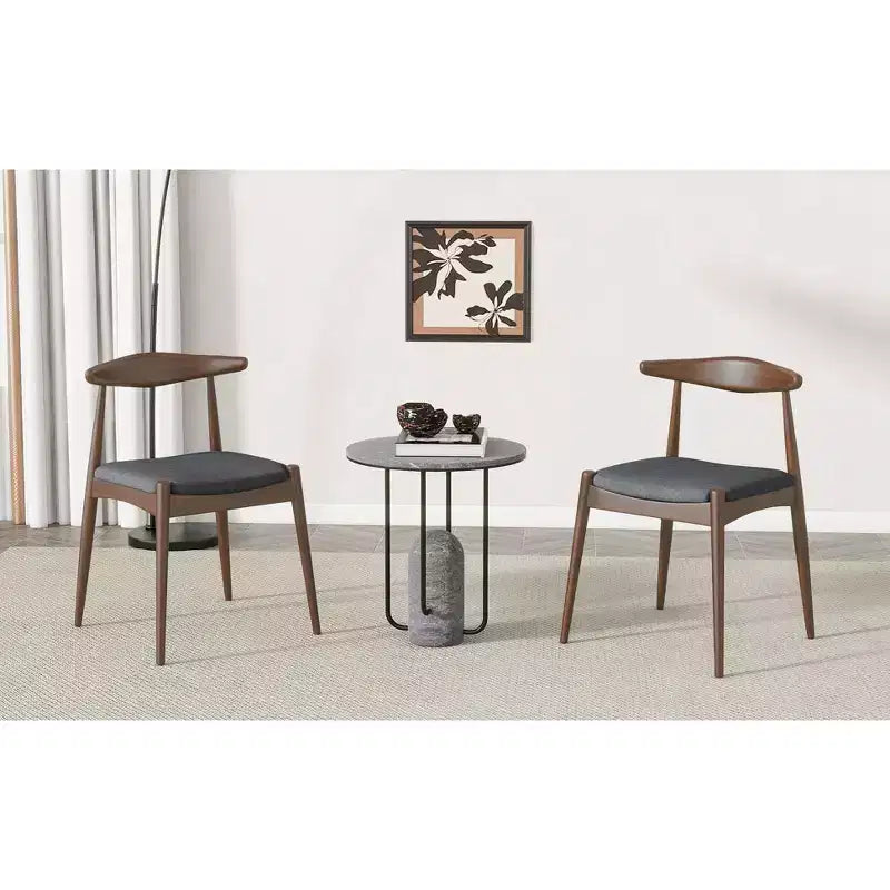 Sedie da pranzo imbottite beige/grigio/noce con gambe a spillo, set da 2