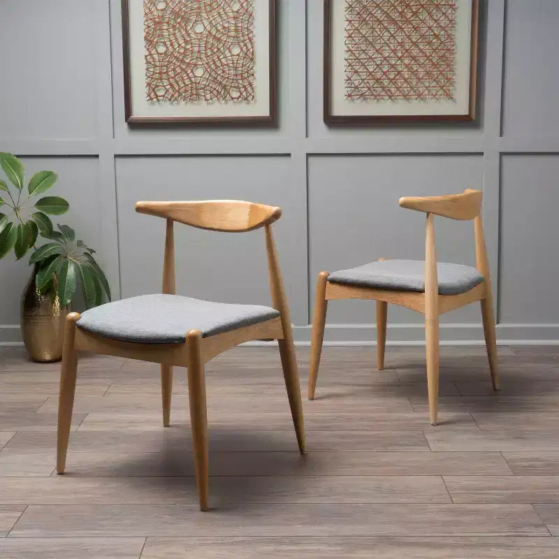 Sedie da pranzo imbottite beige/grigio/noce con gambe a spillo, set da 2
