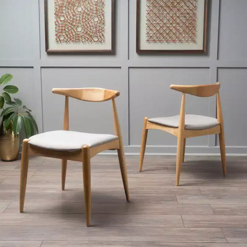 Sedie da pranzo imbottite beige/grigio/noce con gambe a spillo, set da 2