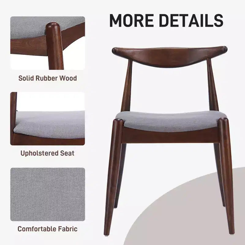 Sedie da pranzo imbottite beige/grigio/noce con gambe a spillo, set da 2