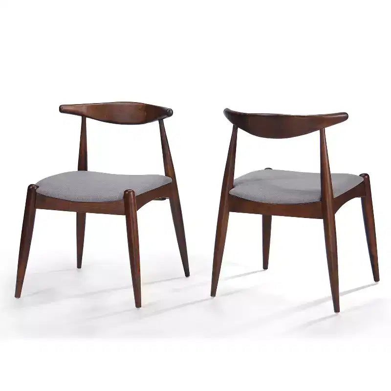 Sedie da pranzo imbottite beige/grigio/noce con gambe a spillo, set da 2