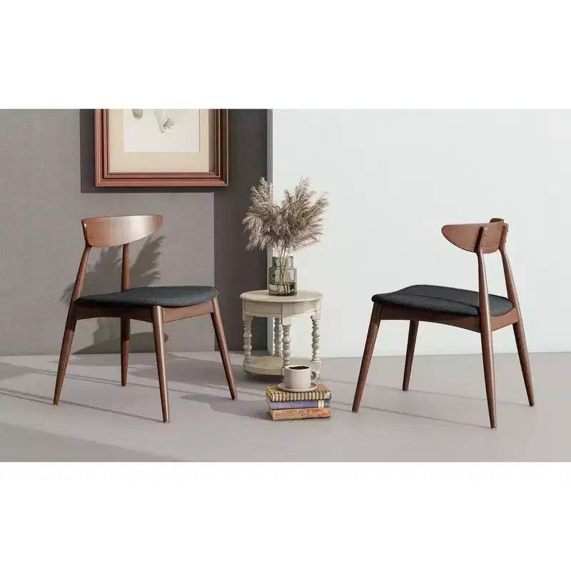 Sedie da pranzo imbottite beige/grigio/noce con gambe a spillo, set da 2