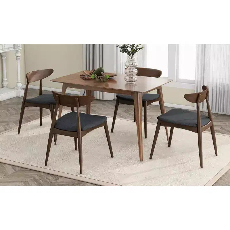 Sedie da pranzo imbottite beige/grigio/noce con gambe a spillo, set da 2