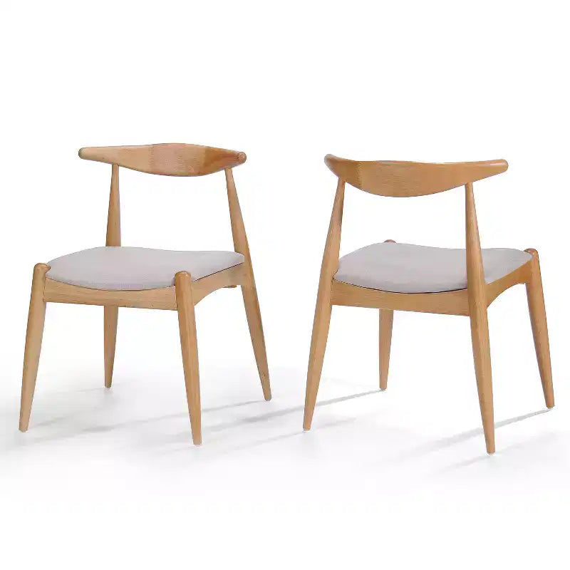 Sedie da pranzo imbottite beige/grigio/noce con gambe a spillo, set da 2