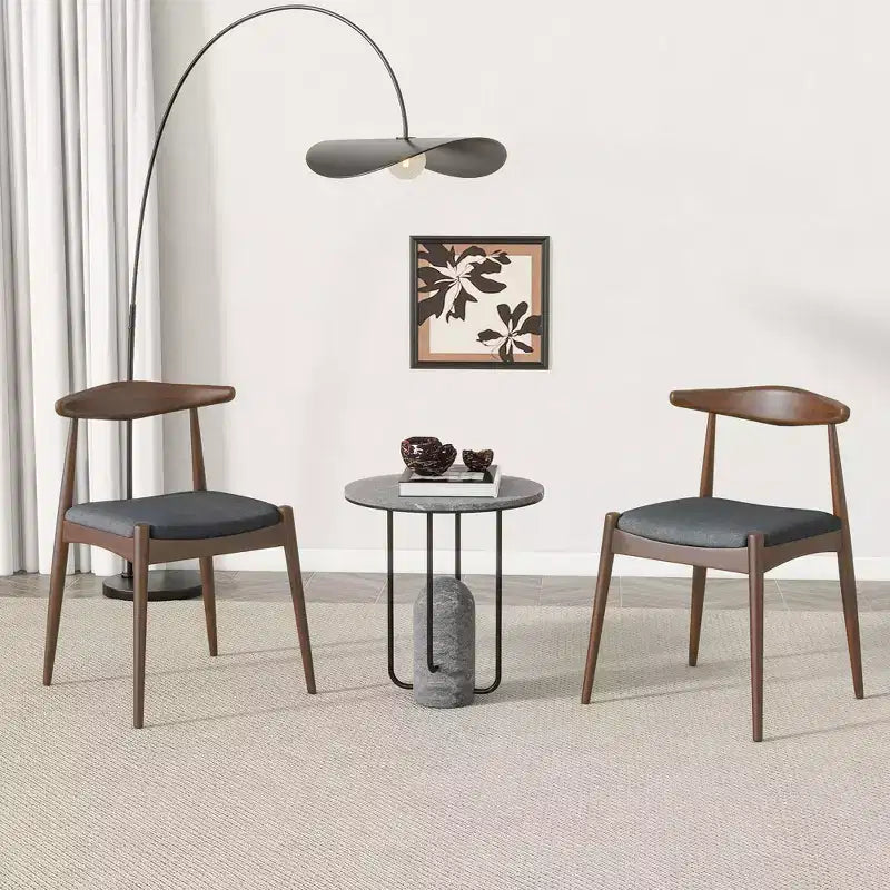 Sedie da pranzo imbottite beige/grigio/noce con gambe a spillo, set da 2