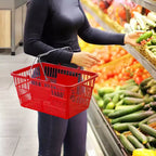 Cestino per la Spesa in Plastica Rossa con Supporto, Set da 12